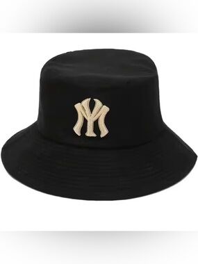 Macy's Black Bucket Hat with Gold NY Emblem